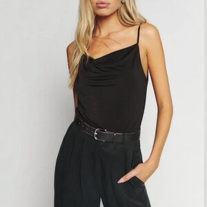 Reformation Black Fitted Asymmetrical Camisole